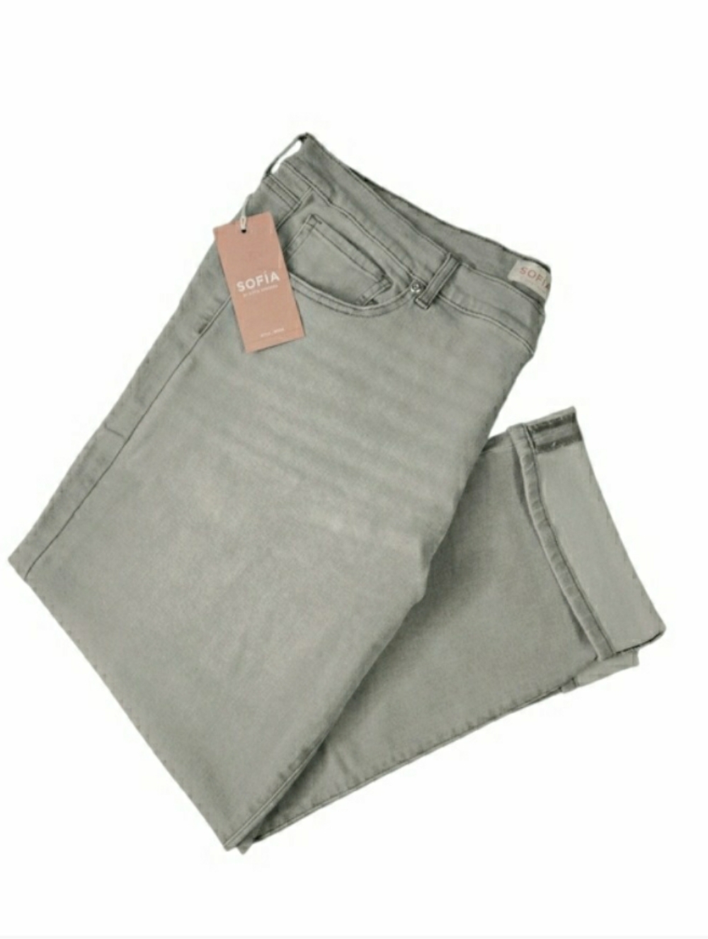Cropped Jeans Gray Ankle Beatrix Boyfriend By Sofia Vergara 20 1x 2x 🤍 NWT - Picture 4 of 10